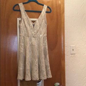 Cream colored dress with gold and silver sequins
